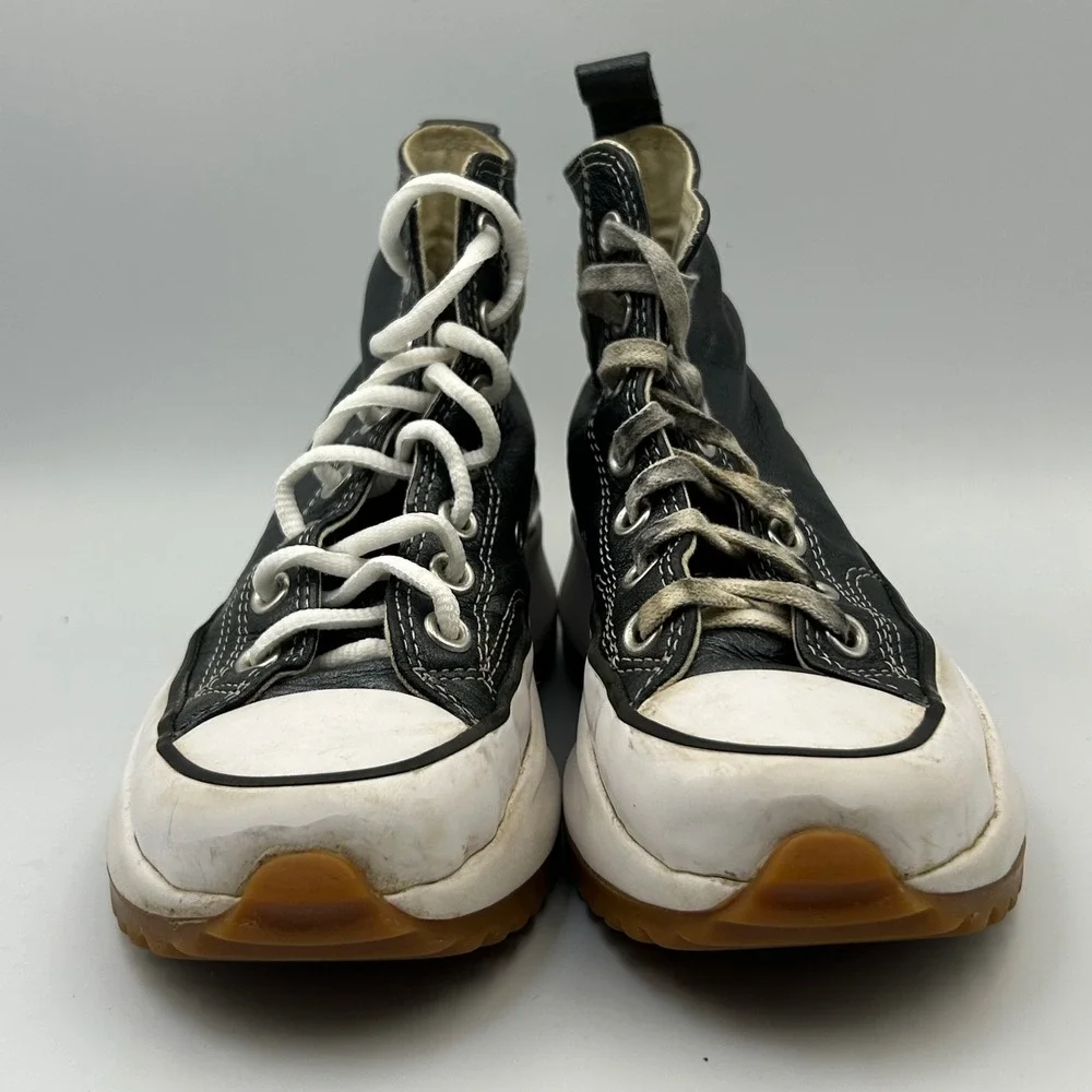 Converse Chuck Taylor Leather Run Star Hike Platform Boots Kids 2.5 Black Sneake